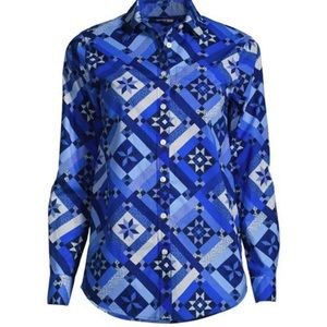 Women's Lands' End Print Poplin Boyfriend Tunic Shirt